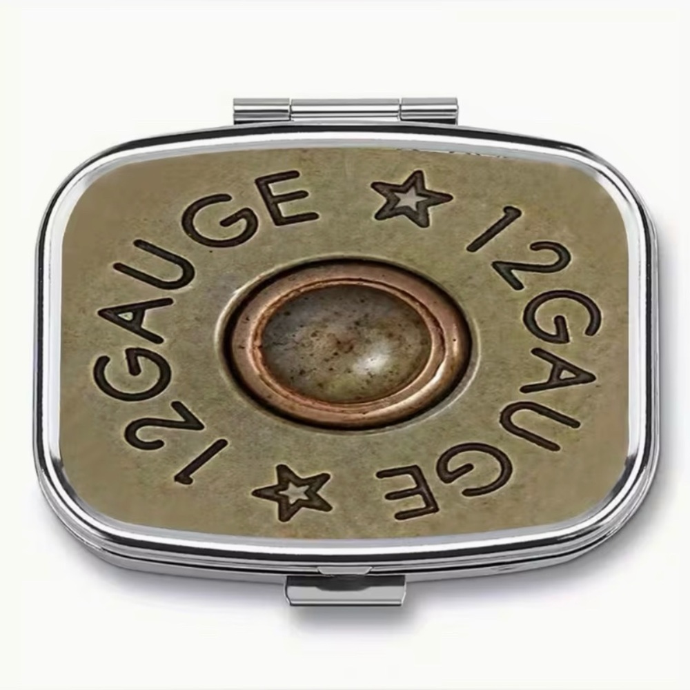 Military Themed Bullet Pill Organizer 2-Compartment Compact Pill Case New